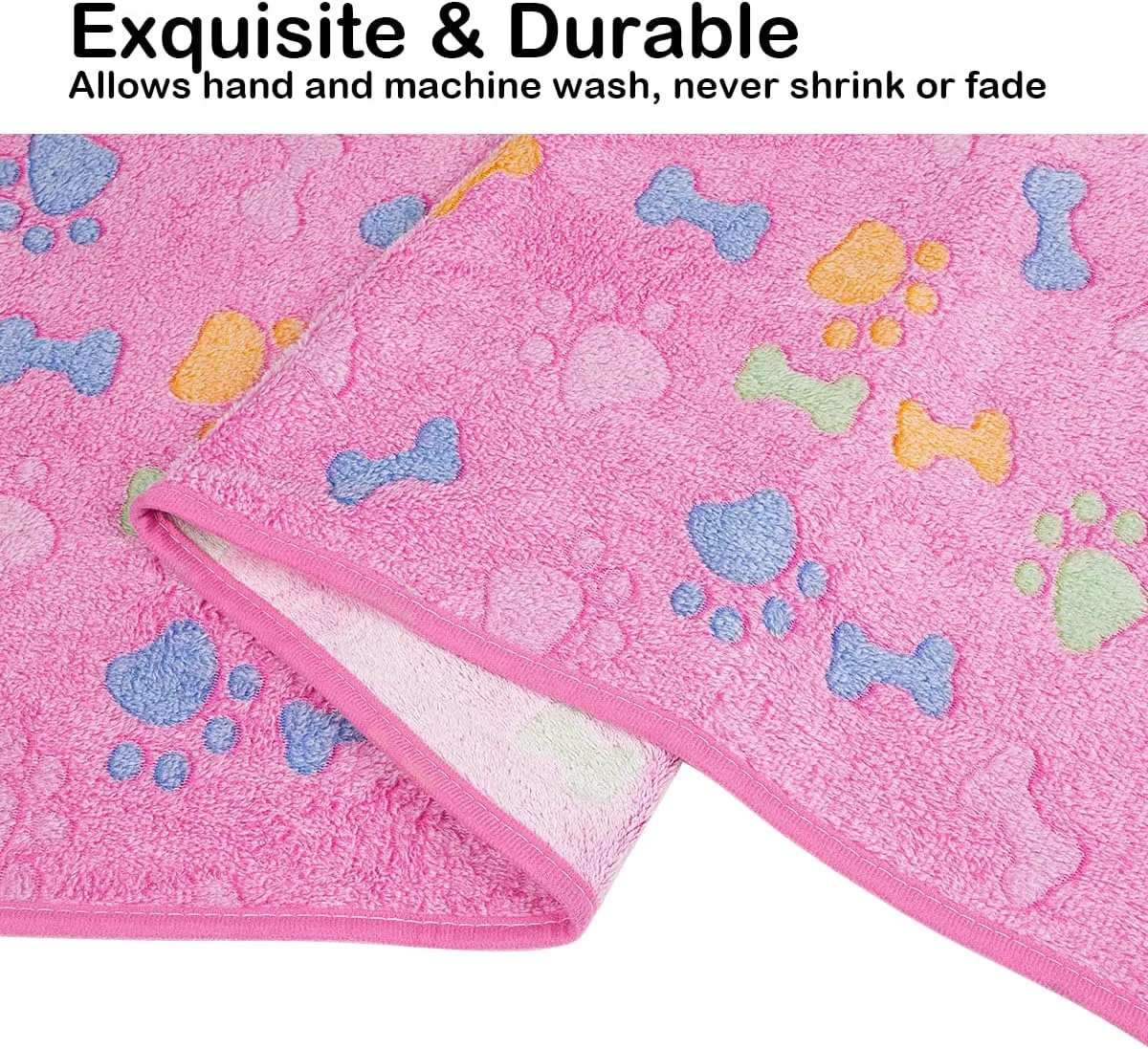 Dono 1 Pack 2 Dog Blankets, Soft Fluffy Fleece Pet Blanket Warm Sleep Mat Paw Print Design Puppy Kitten Throw Blankets Doggy Blanket for Dogs