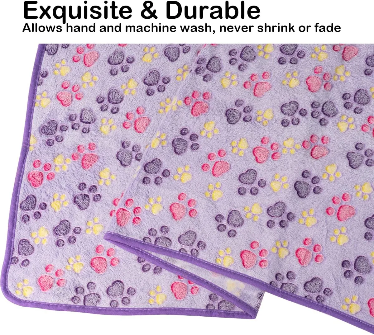 Dono 1 Pack 2 Dog Blankets, Soft Fluffy Fleece Pet Blanket Warm Sleep Mat Paw Print Design Puppy Kitten Throw Blankets Doggy Blanket for Dogs