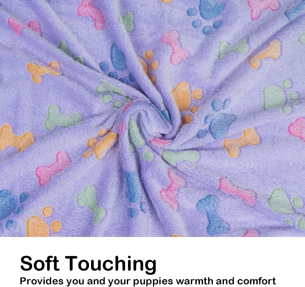 Dono 1 Pack 2 Dog Blankets, Soft Fluffy Fleece Pet Blanket Warm Sleep Mat Paw Print Design Puppy Kitten Throw Blankets Doggy Blanket for Dogs