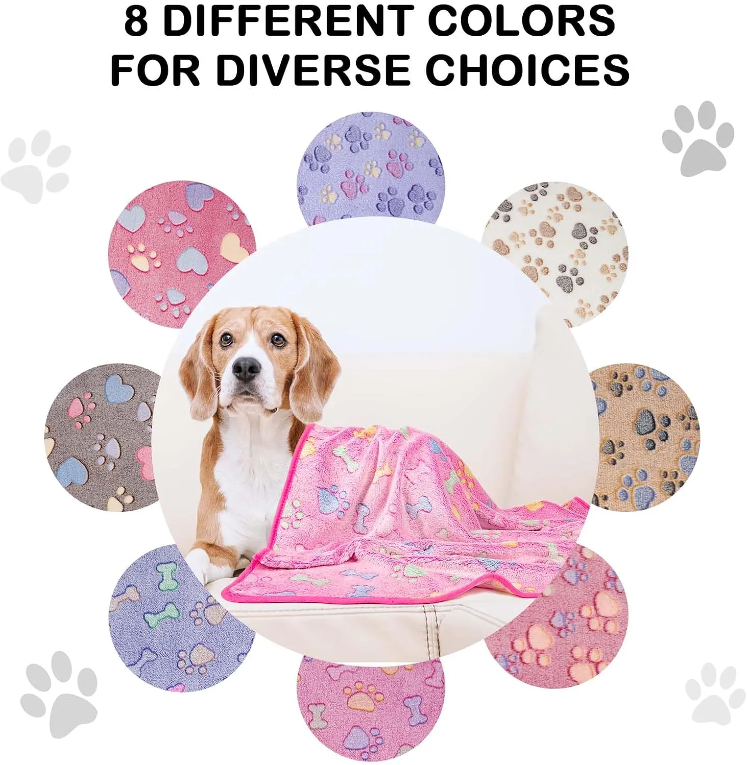Dono 1 Pack 2 Dog Blankets, Soft Fluffy Fleece Pet Blanket Warm Sleep Mat Paw Print Design Puppy Kitten Throw Blankets Doggy Blanket for Dogs