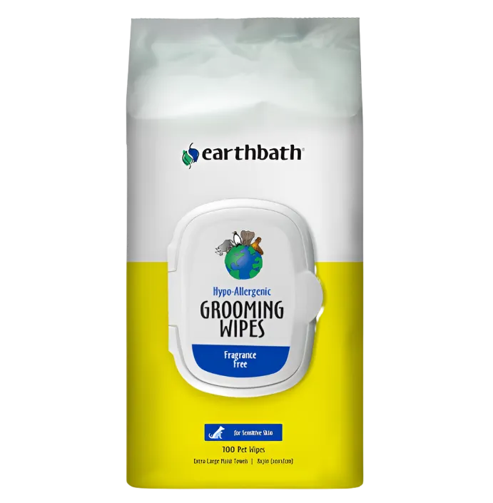 EARTHBATH Hypo-Allergenic Grooming Wipes - 100 Count | All-Natural, Safe & Gentle for Pets