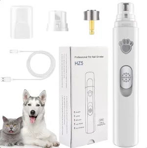 Electric Dog Nail Grinder  USB Rechargeable Pet Nail Trimmer, Painless & Low-Noise with Polisher Wheel for Dogs & Cats