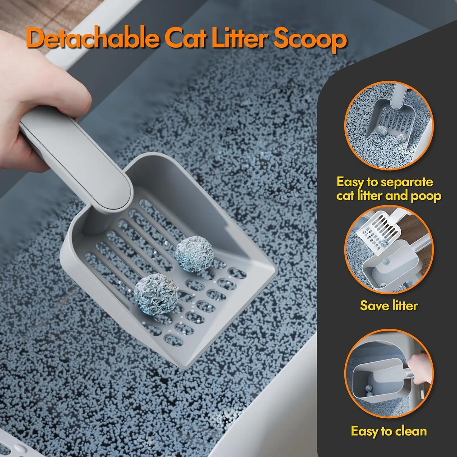 Extra Large Litter Box for Big Cats, Stainless Steel Cat Litter Box with High Side, Anti-Leakage,Non-Stick, Includes Litter Mat & Metal Scoop,Easy Cleaning
