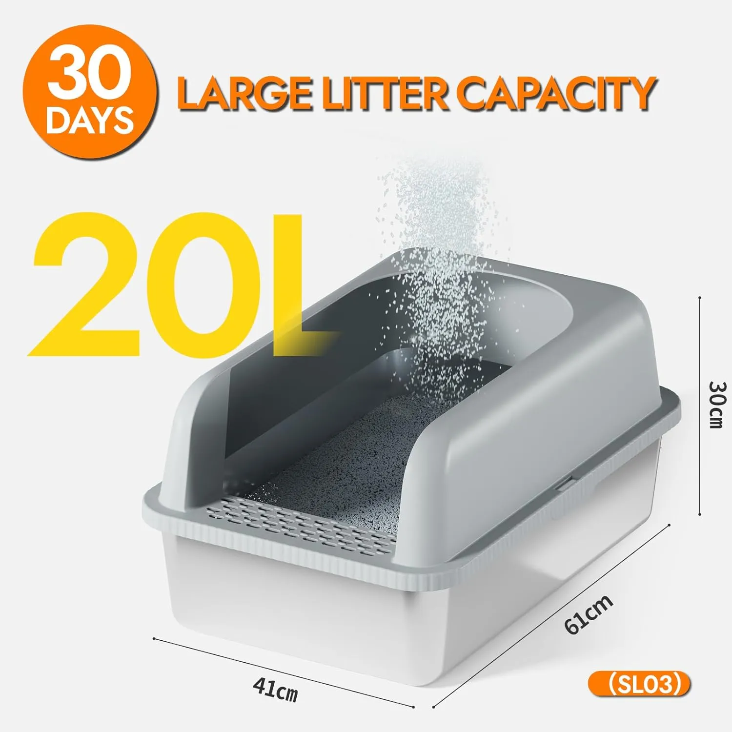 Extra Large Litter Box for Big Cats, Stainless Steel Cat Litter Box with High Side, Anti-Leakage,Non-Stick, Includes Litter Mat & Metal Scoop,Easy Cleaning