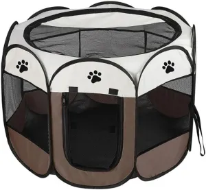 Foldable Pet Playpen, Safe Indoor & Outdoor Fun for Dogs & Cats, Portable Pet Tent with Removable Top Shade Cover, Durable, Lightweight, Multiple Access Points - Light Blue, Small Size