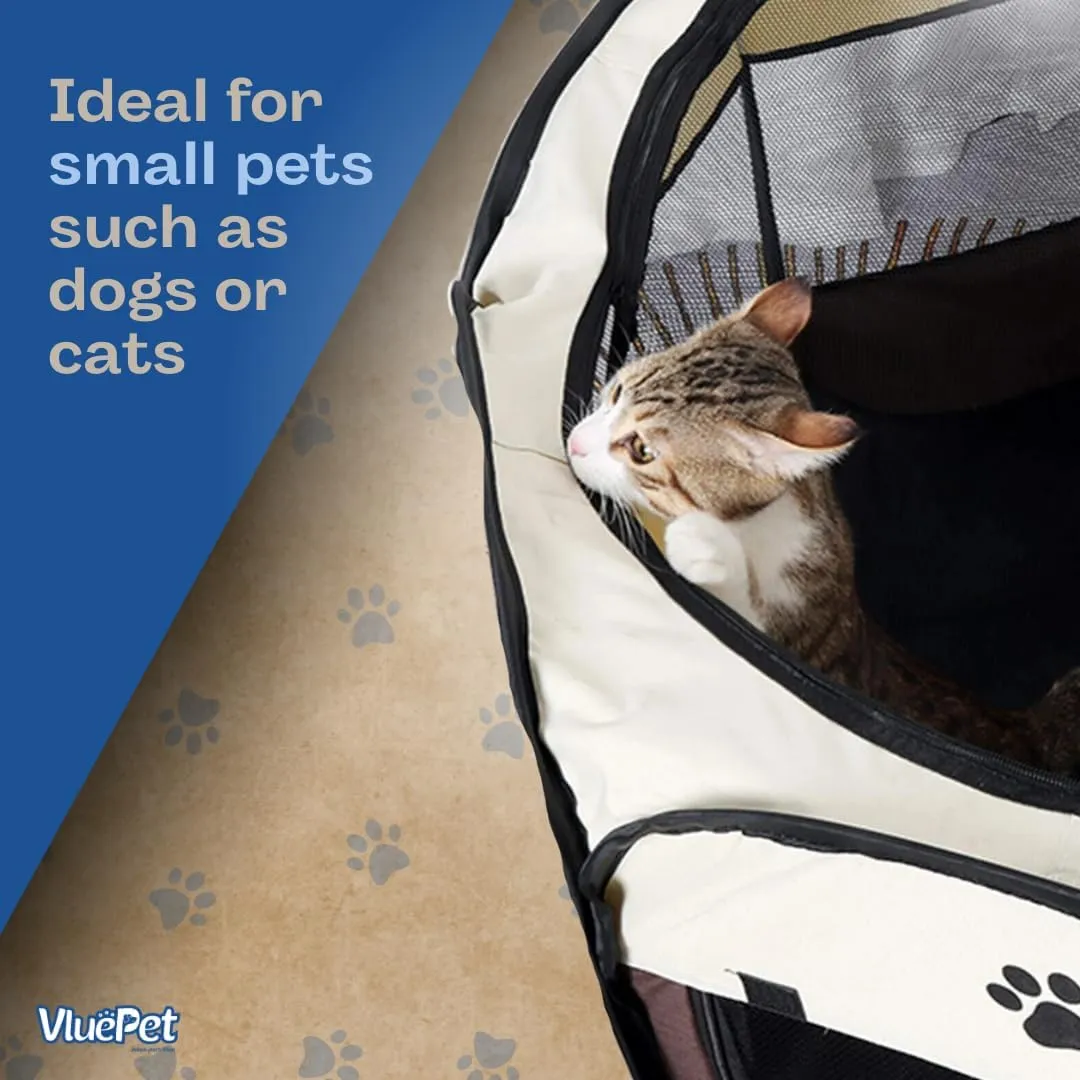 Foldable Pet Playpen, Safe Indoor & Outdoor Fun for Dogs & Cats, Portable Pet Tent with Removable Top Shade Cover, Durable, Lightweight, Multiple Access Points - Light Blue, Small Size