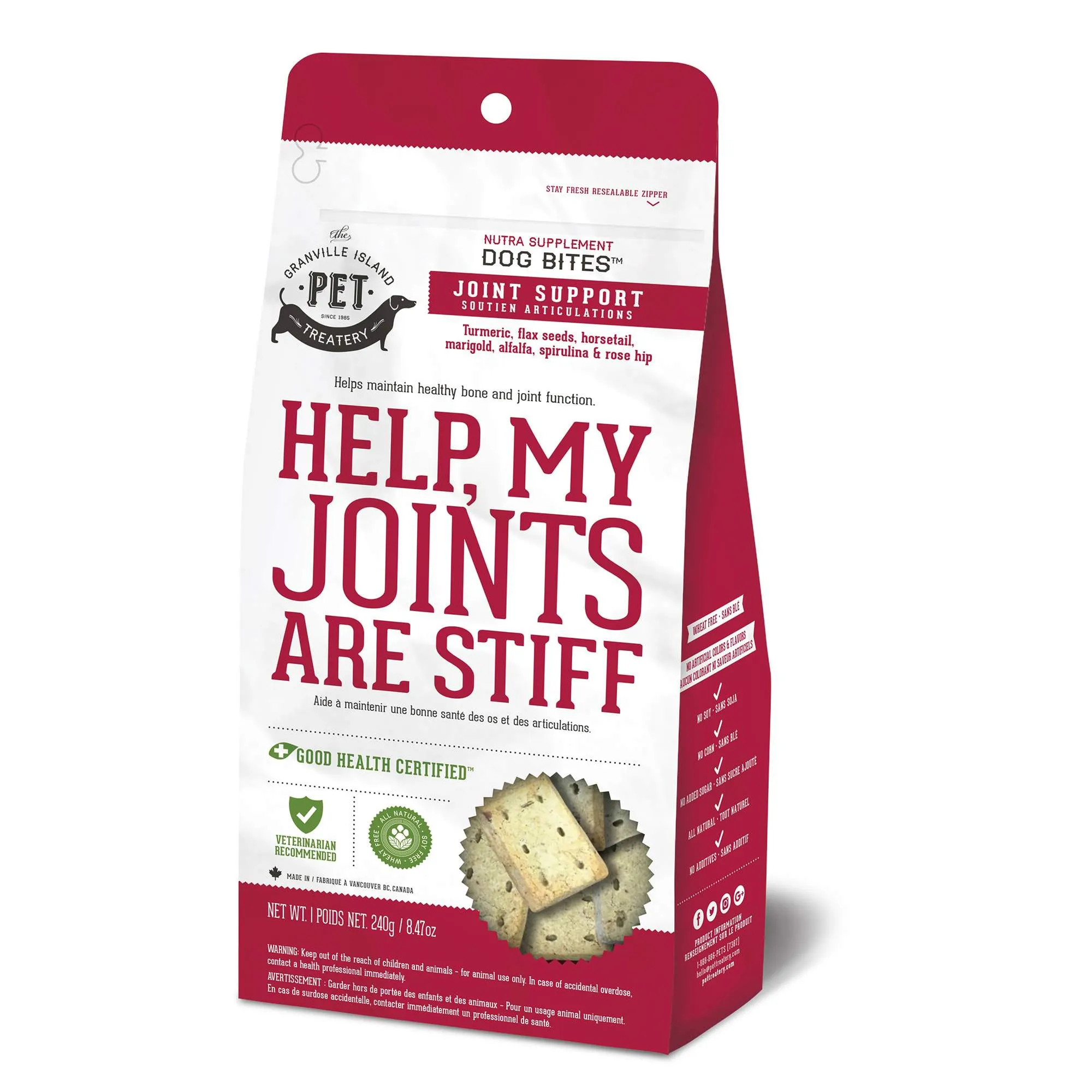 Granville Island Pet Treatery Nutra Treats Joint Support Dog Treat Supplements - 8.47 oz Bag