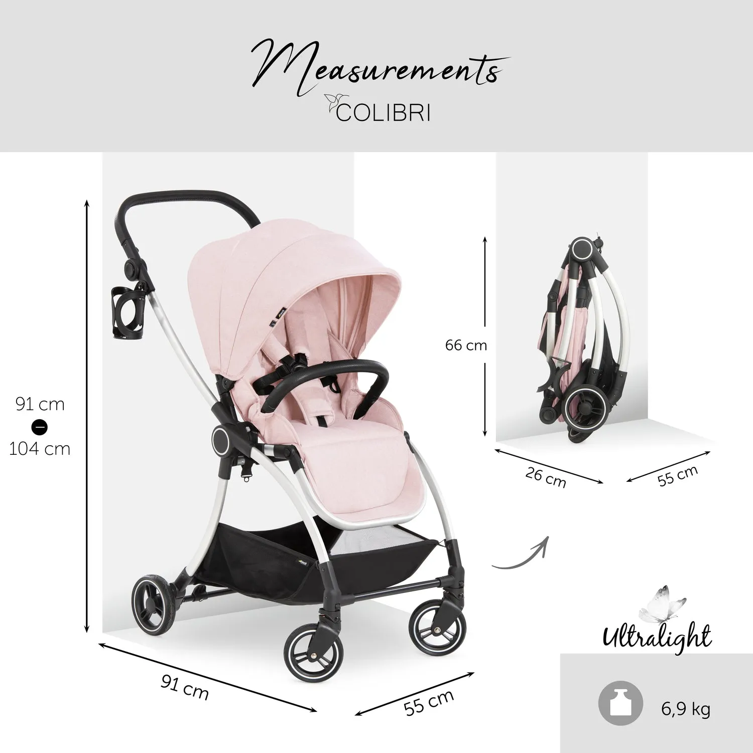 Hauck Eagle 4S Colibri Stroller (Pink): Lightweight, Travel System, Reversible