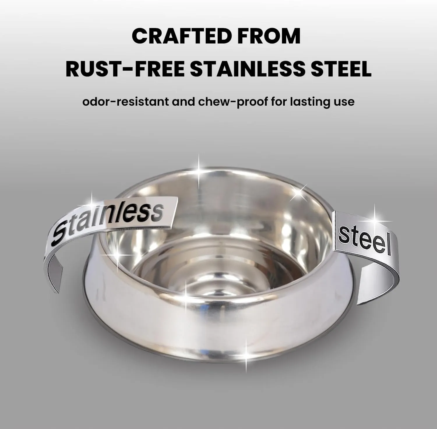 ICONIC PET 2 Pack of 8 Cup Stainless-Steel Non-Skid Pet Bowls for Dog or Cat with Raised Rim Dishwasher Safe Pet Food and Water Bowls - 64 Oz