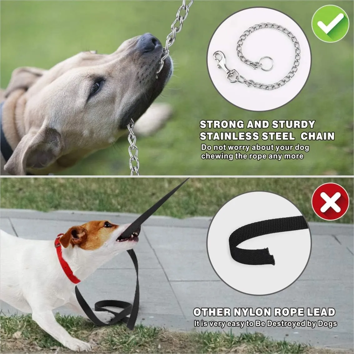 Idepet Heavy Duty Retractable Dog Leash for Small and Medium Dogs, Anti-Chewing Steel Chain 360 Degree Tangle-Free,Break and Lock System,16ft Leash for Dog Walking (Grey, Round Rope)