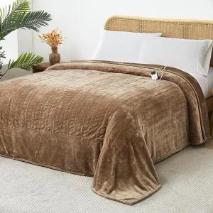 JKMAX Electric Heated Heating Blanket - Heated Bed Blanket Twin Size 62"x84" with 10 Heating Levels 8 Hours Auto Off Fast Heating - Electric Blanket Ultra Soft Overheat Protection ETL Certified Beige