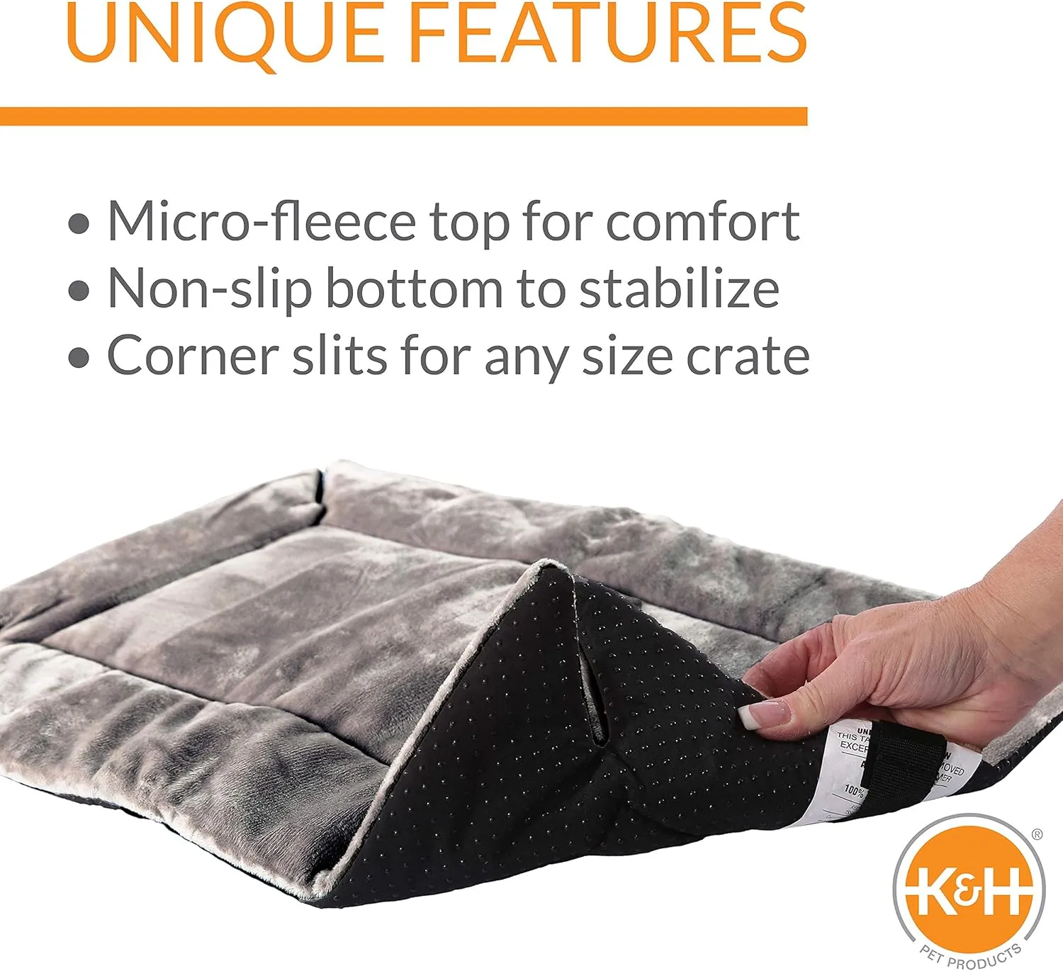 K&H Pet Products Self-Warming Dog Crate Pad, XL Self Heated Dog & Cat Bed Mat, Portable, Machine Washable, No Electric Needed, Adjustable Fit, Non-Slip Bottom - Extra-Large 48 X 32in Gray