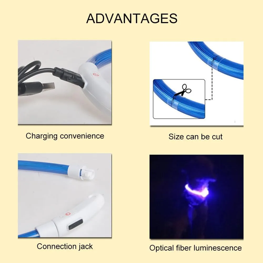 LED Dog Collar Keep Your Dog Safe: Rechargeable LED Collar for Nighttime Adventures,Enhance Visibility with Flash Dog Necklace, LED Dog Collar for Small, Medium & Large Dogs (Pink, M)