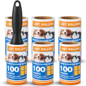 Lint Roller for Pet Hair Extra Sticky - Reusable Fur Remover for Clothes, Furniture, Laundry, Car Seats | Heavy Duty Pet Hair Remover with 600 Adhesive Sheets (6 Pack)