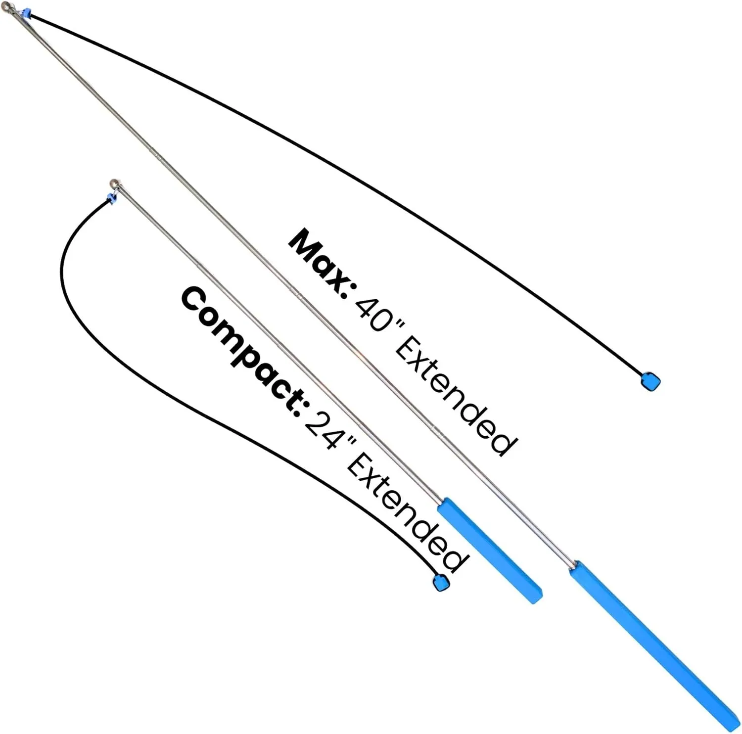 Magnetic Catch Wand (Max 40") Cat Toy  Interactive Telescoping Wand for Indoor Cats and Kittens, Magnetic Easy Catch & Release, Durable Enrichment Toy with 3 Lures