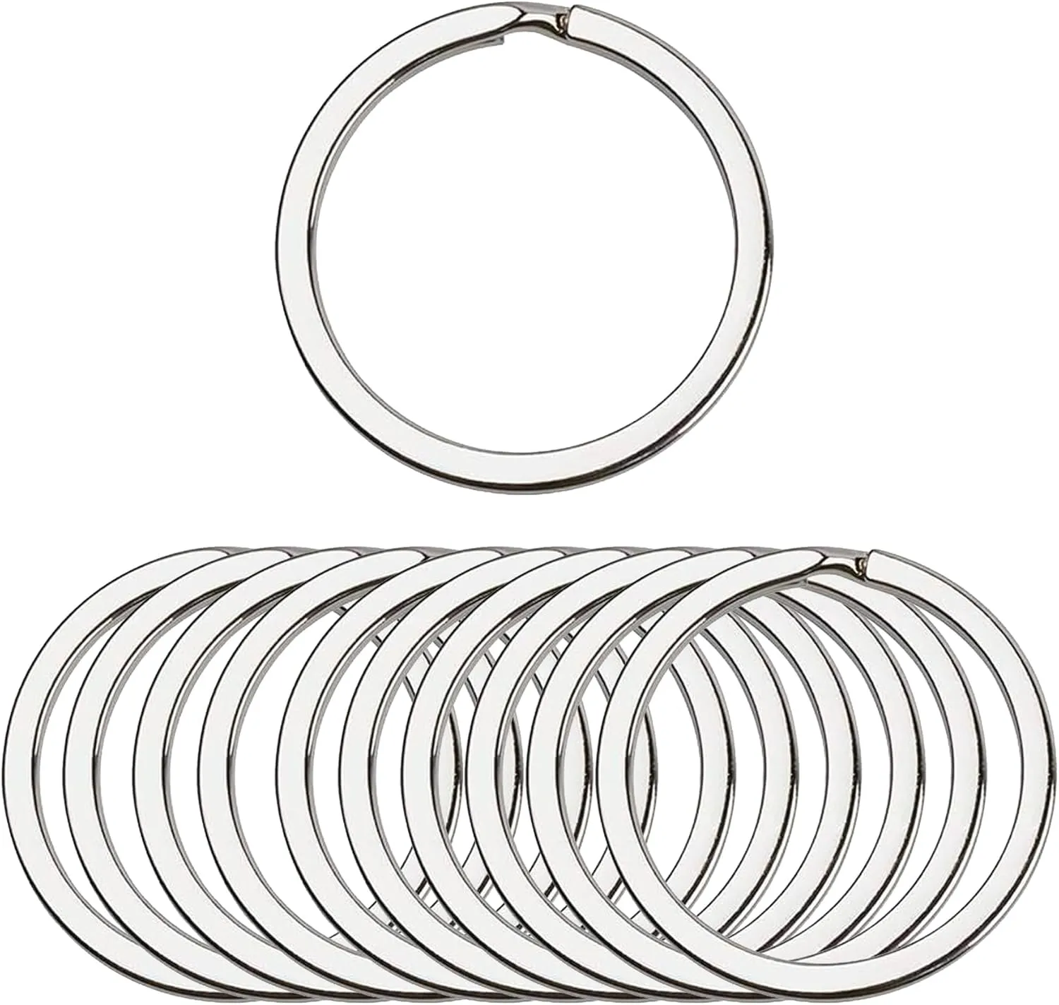 Mandala Crafts 1 Metal Key Rings for Keychains - Flat Stainless Steel Keychain Rings for Crafts - 50 Split Key Ring Set Bulk Keyrings for Car Keys Home Key Chain Rings