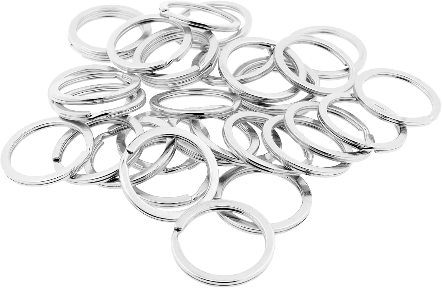 Mandala Crafts 1 Metal Key Rings for Keychains - Flat Stainless Steel Keychain Rings for Crafts - 50 Split Key Ring Set Bulk Keyrings for Car Keys Home Key Chain Rings