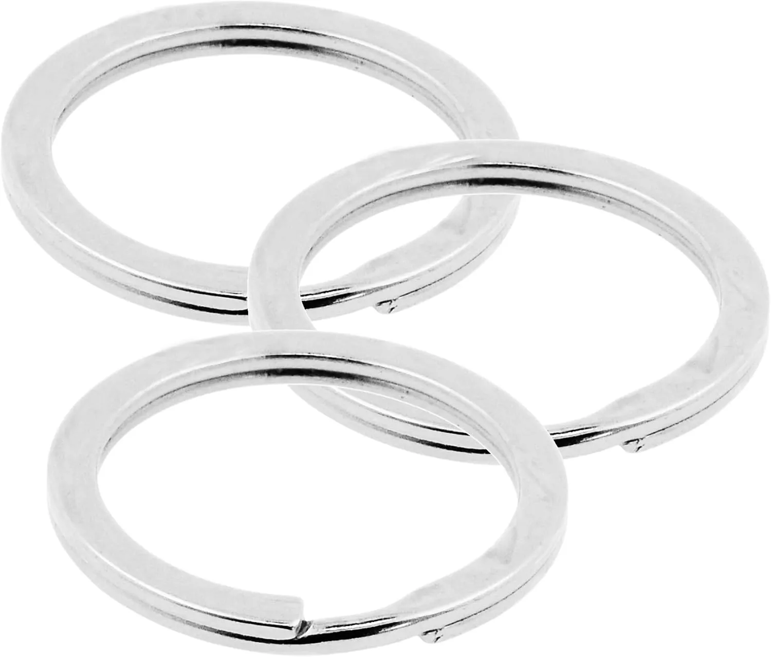 Mandala Crafts 1 Metal Key Rings for Keychains - Flat Stainless Steel Keychain Rings for Crafts - 50 Split Key Ring Set Bulk Keyrings for Car Keys Home Key Chain Rings