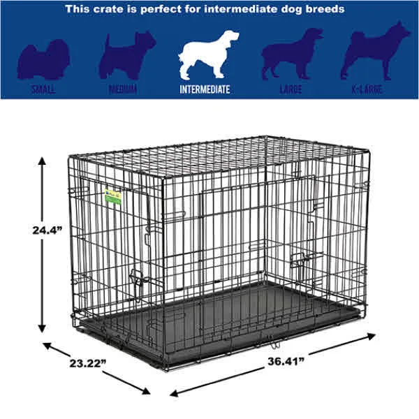 MidWest Contour Dog Crate Double Door, 36-in