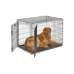 MidWest Homes for Pets Newly Enhanced Double Door 42 Inch with Divider iCrate Dog Crate, Includes Leak-Proof Pan