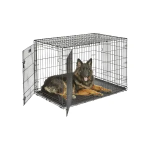 MidWest Homes for Pets Newly Enhanced Double Door 48 Inch with Divider iCrate Dog Crate, Includes Leak-Proof Pan
