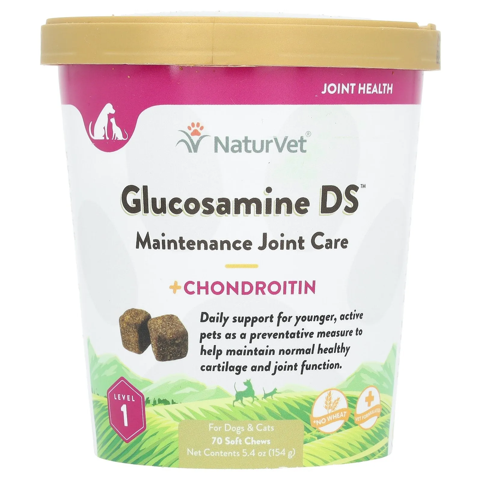 NaturVet, Glucosamine DS, Maintenance Joint Care   Chondroitin, For Dogs & Cats, Level 1, 70 Soft Chews, 5.4 oz (154 g)