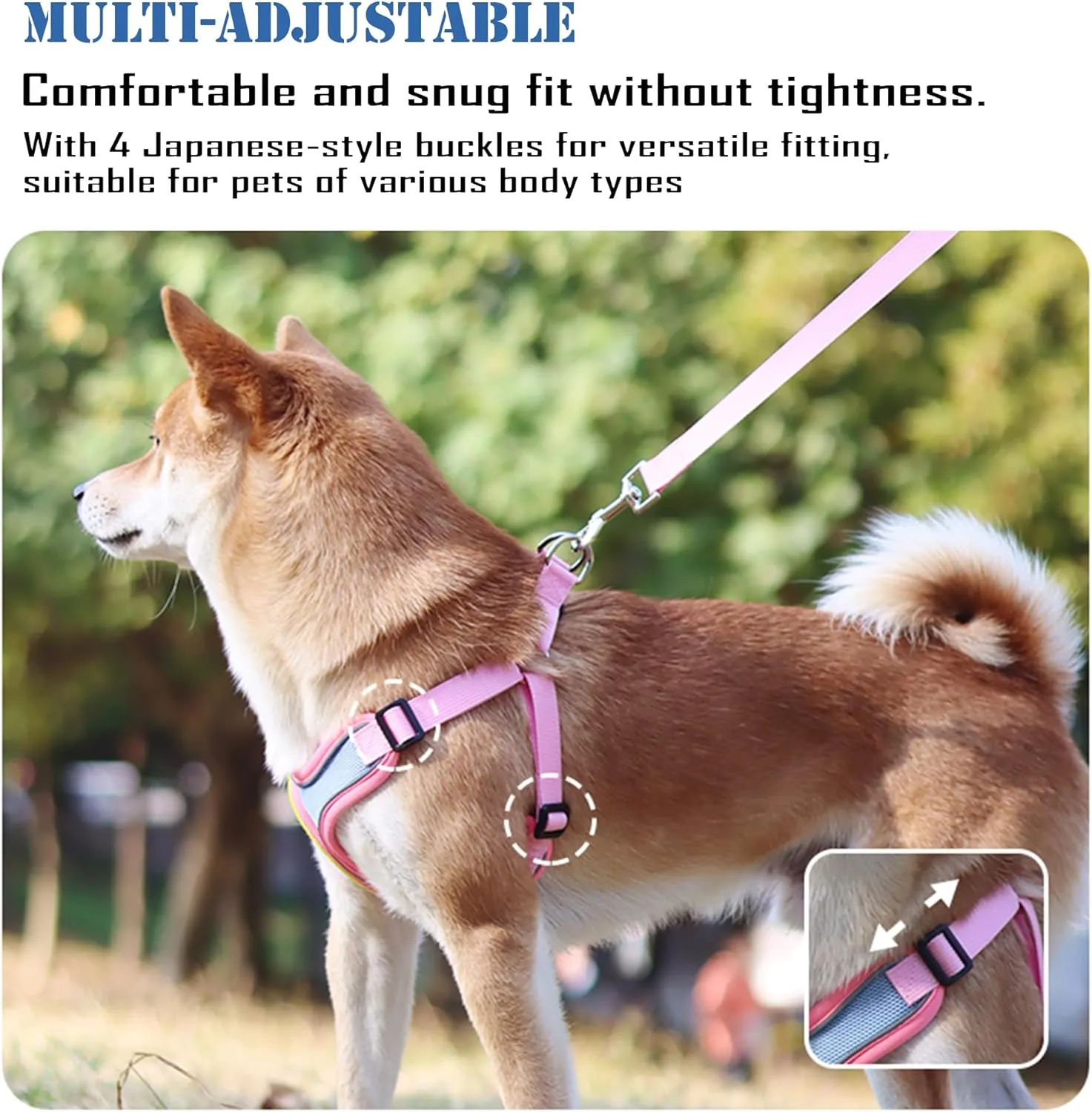 No Pull Dog Harness with Leash Set All Weather Soft Padded Mesh Reflective X Shape Adjustable Step in Vest Harness for Small and Medium Dogs Big Cat S Pink