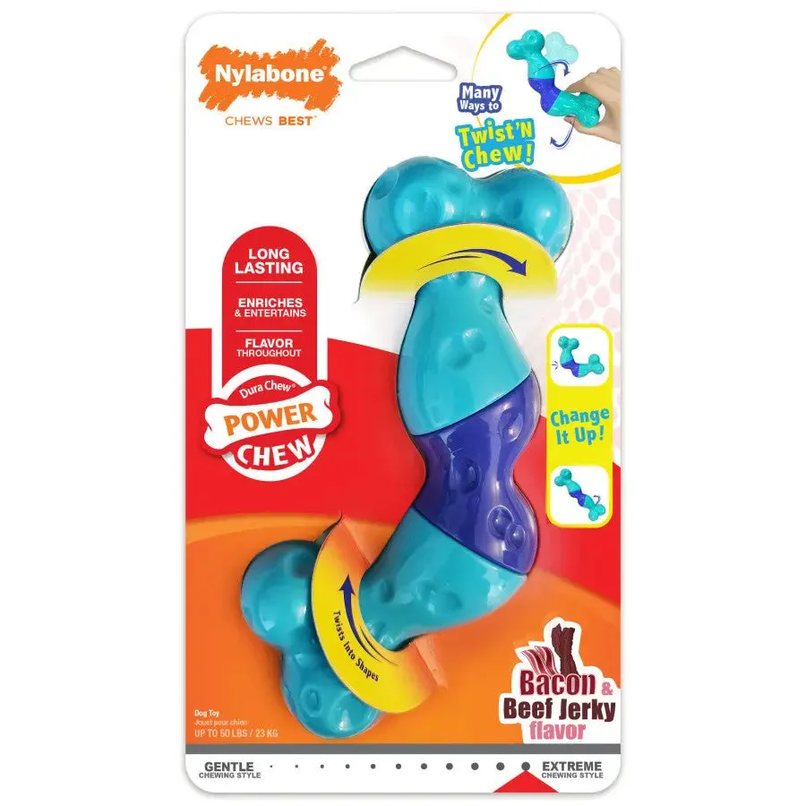 Nylabone Power Chew Twist 'N Bacon & Beef Jerky Flavor Chew Dog Toy