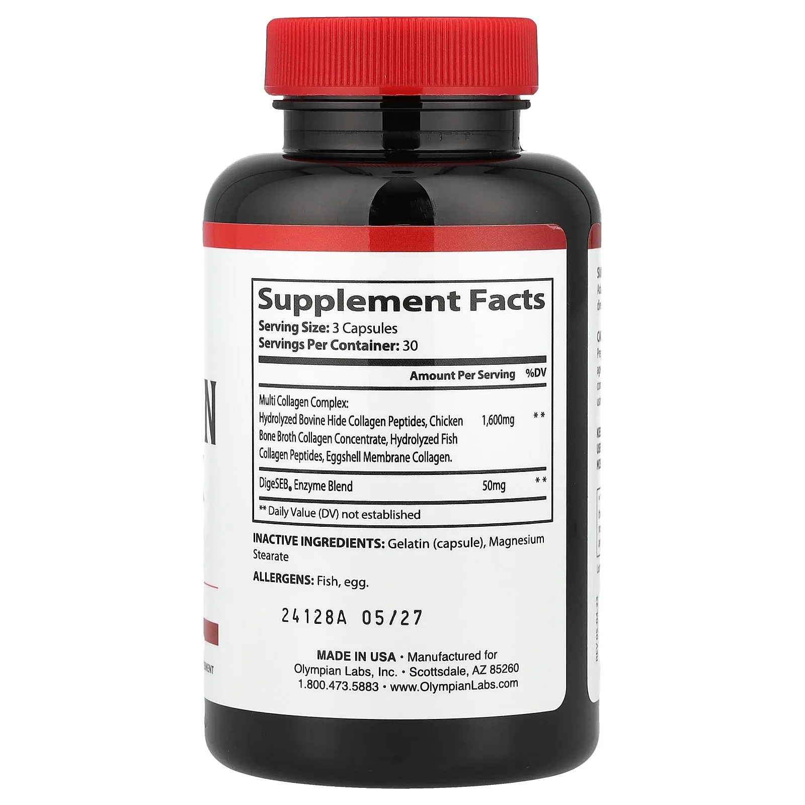 Olympian Labs, Collagen Complex Type I, II, III, V, X, 90 Capsules