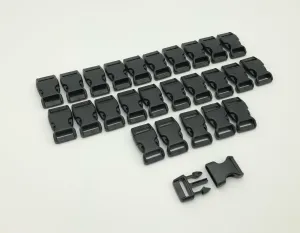Pack of 26 black Paracord Bracelets Buckles, 5/8 Inch Contoured Buckles, Plastic Side Release, Pet Collar Accessories