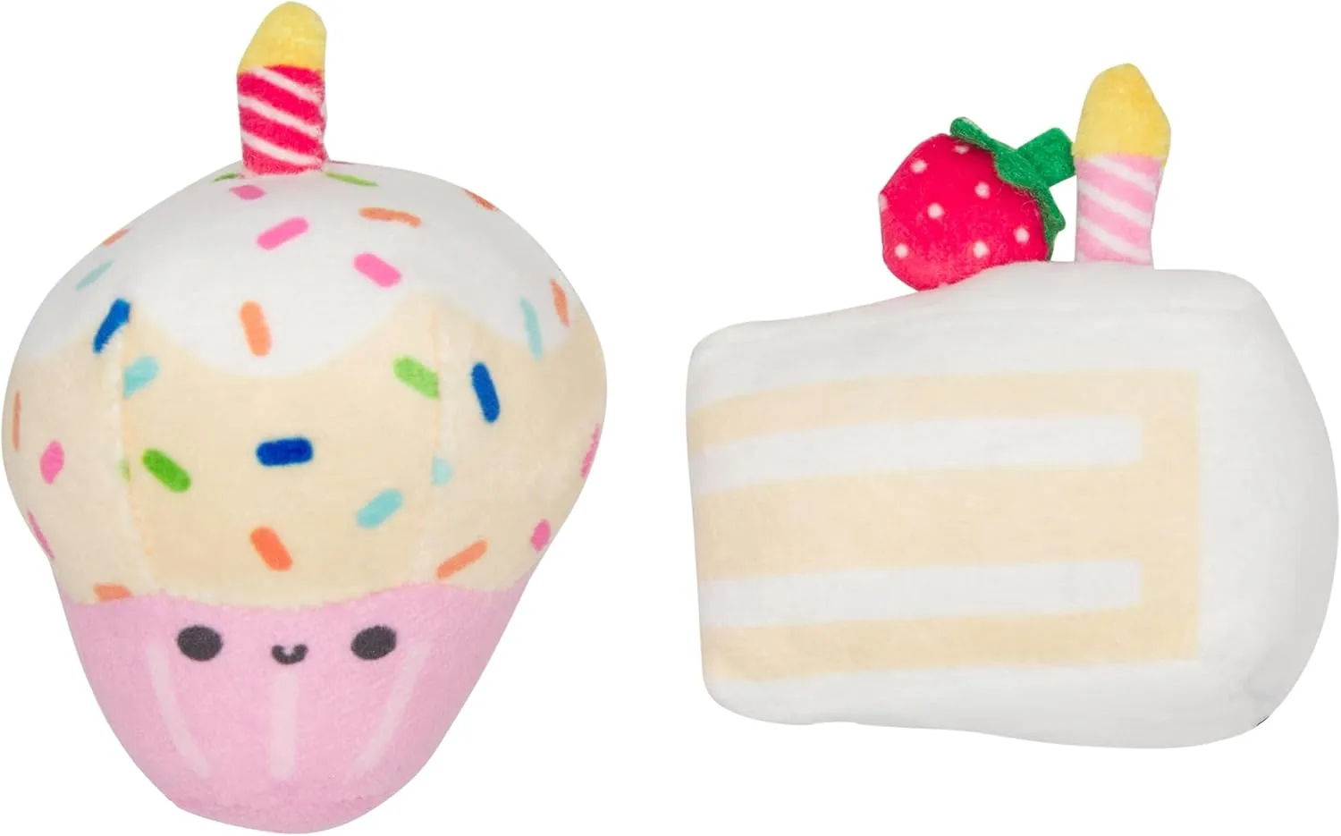 Pearhead Happy Birthday Cake Cat Toy Set, Stuffed Birthday Cake and Cupcake Cat Toys with Catnip and Squeakers, Interactive Fun Kitten Toys, Pet Owner Pet Birthday Gift, Ideal for Cat Lovers, Set of 2
