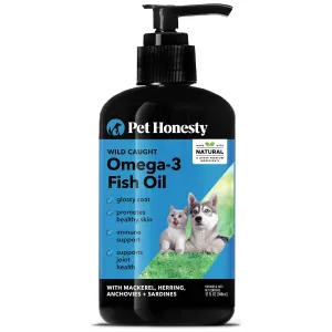 Pet Honesty Immune, Skin, Joint and Heart Care Natural Omega-3 Fish Oil Pump Cat and Dog Supplements - 32 Oz
