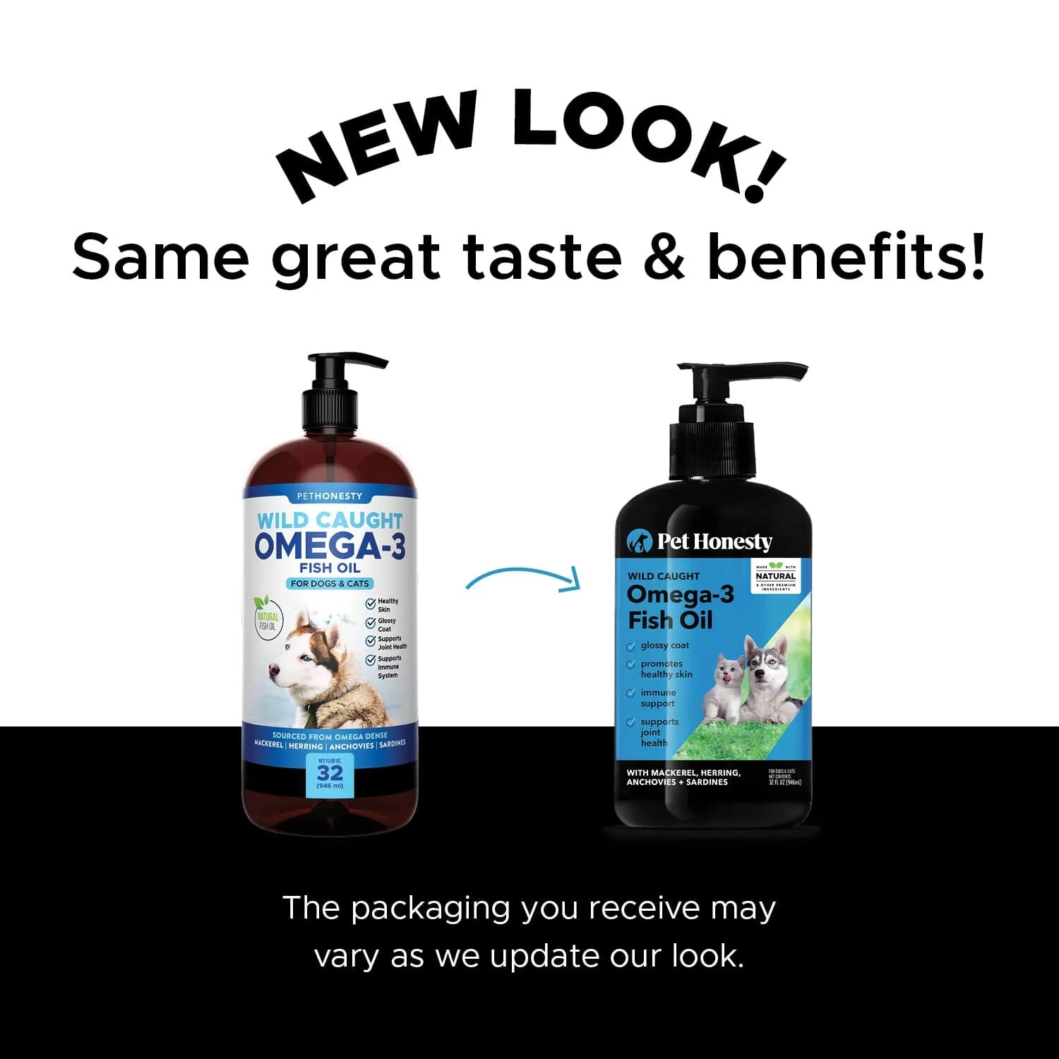 Pet Honesty Immune, Skin, Joint and Heart Care Natural Omega-3 Fish Oil Pump Cat and Dog Supplements - 32 Oz