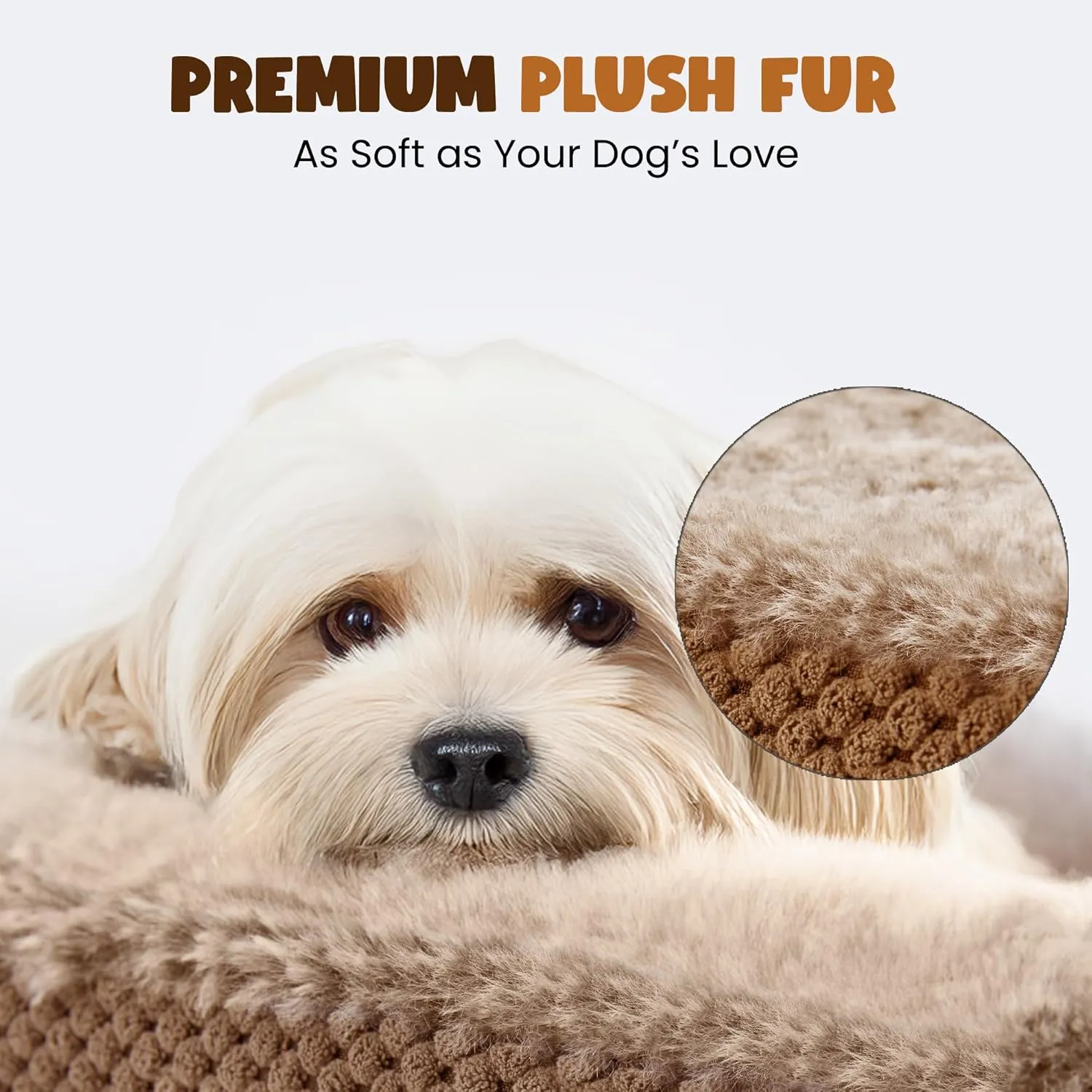 Plush Orthopedic Pet Bed for Small Dogs & Cats Removable Washable Cover, Supportive Memory Foam Oval Bed Non-Slip Design with Bolstered Sides, Perfect Medium Dog Sofa or Chair for Pet Care, Camel