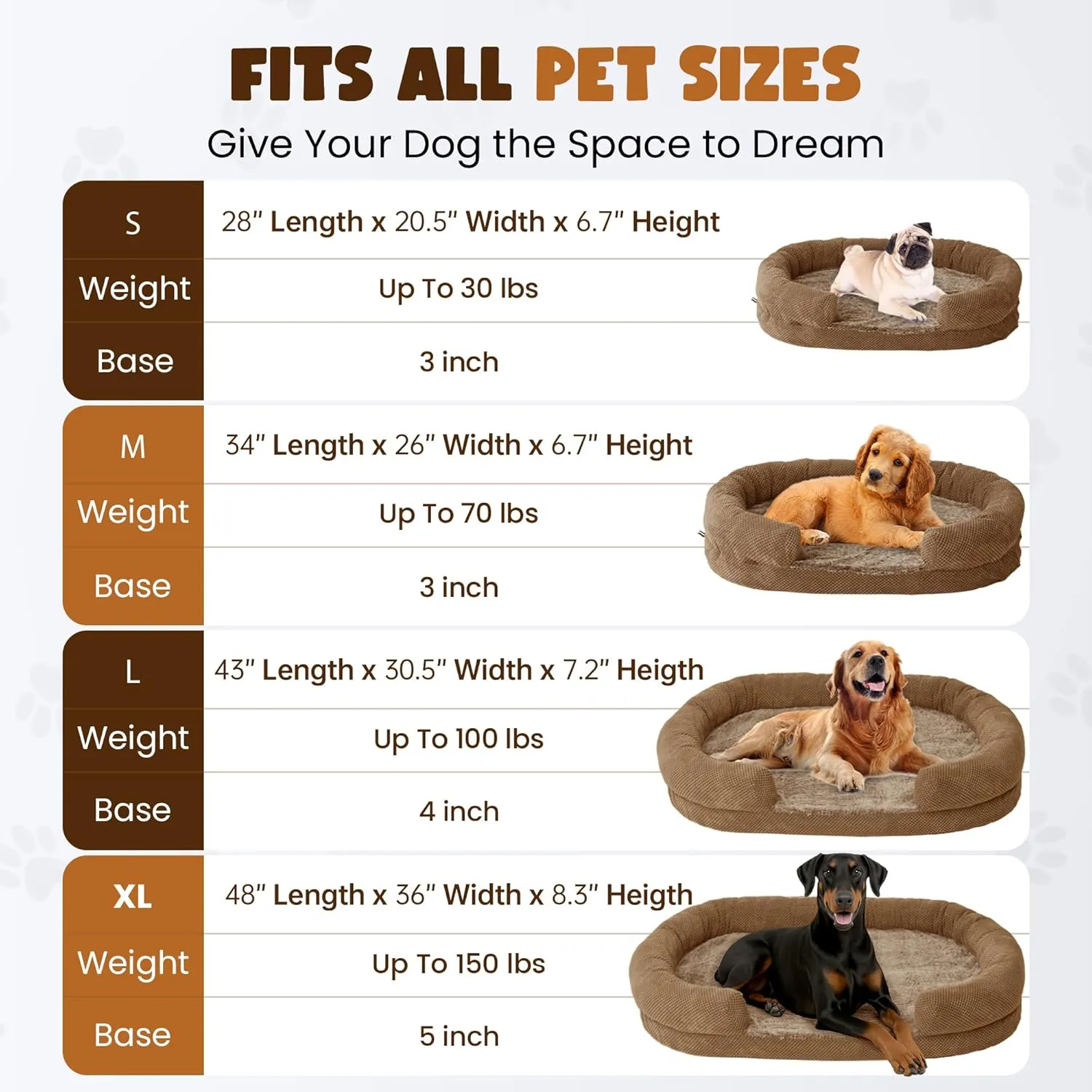 Plush Orthopedic Pet Bed for Small Dogs & Cats Removable Washable Cover, Supportive Memory Foam Oval Bed Non-Slip Design with Bolstered Sides, Perfect Medium Dog Sofa or Chair for Pet Care, Camel