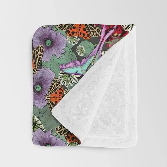 Poppy Flowers & Tiger Moth Home Products - Blanket