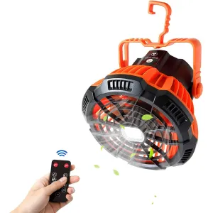 Rechargeable Camping Fan with LED Lantern with IR Remote