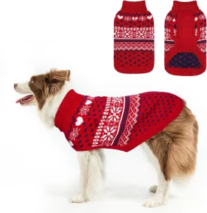 SCENEREAL Dog Sweaters for Small Medium Large Dogs, Warm Dog Christmas Sweater, Turtleneck Pullover for Xmas Winter Holiday, Snowflake Coat Dog Clothes for Puppy Girls Boys
