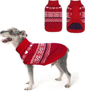 SCENEREAL Dog Sweaters for Small Medium Large Dogs, Warm Dog Christmas Sweater, Turtleneck Pullover for Xmas Winter Holiday, Snowflake Coat Dog Clothes for Puppy Girls Boys