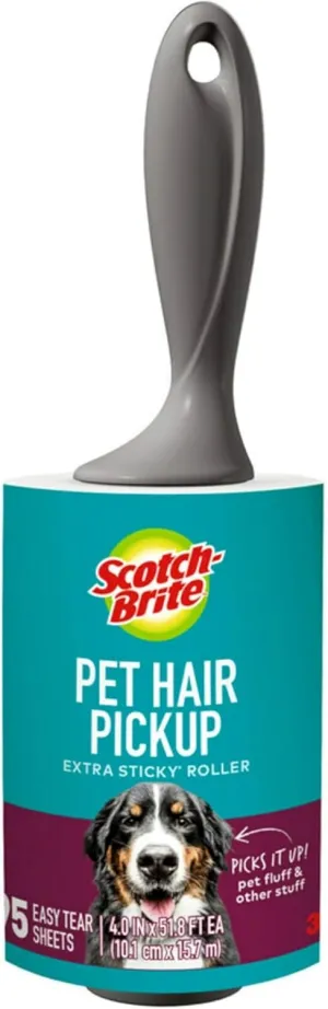 Scotch-Brite Pet Hair Pickup Extra Sticky Lint Roller, Designed for Removing Fur   Fluff on Couches, Clothes, Dog and Cat Beds, & More, 1 Pack, 95 Easy-Tear Adhesive Sheets Total