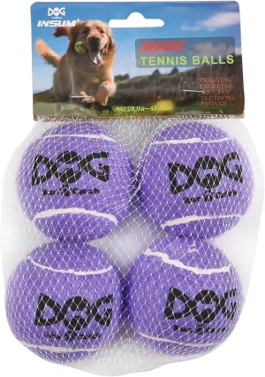 Squeaky Dog Balls - Squeaky Tennis Balls for Dogs, Purple | Medium - 2.5'', 4Pack