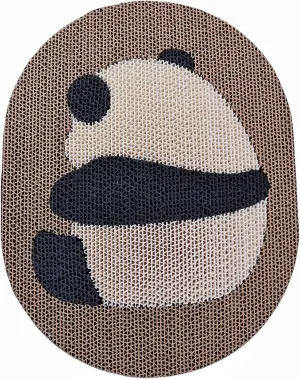 Stick-On Panda Cat Scratcher  Reversible Wall & Floor Design with Nano Grip, 2 Styles (Panda Face/Back), Durable Corrugated Cardboard