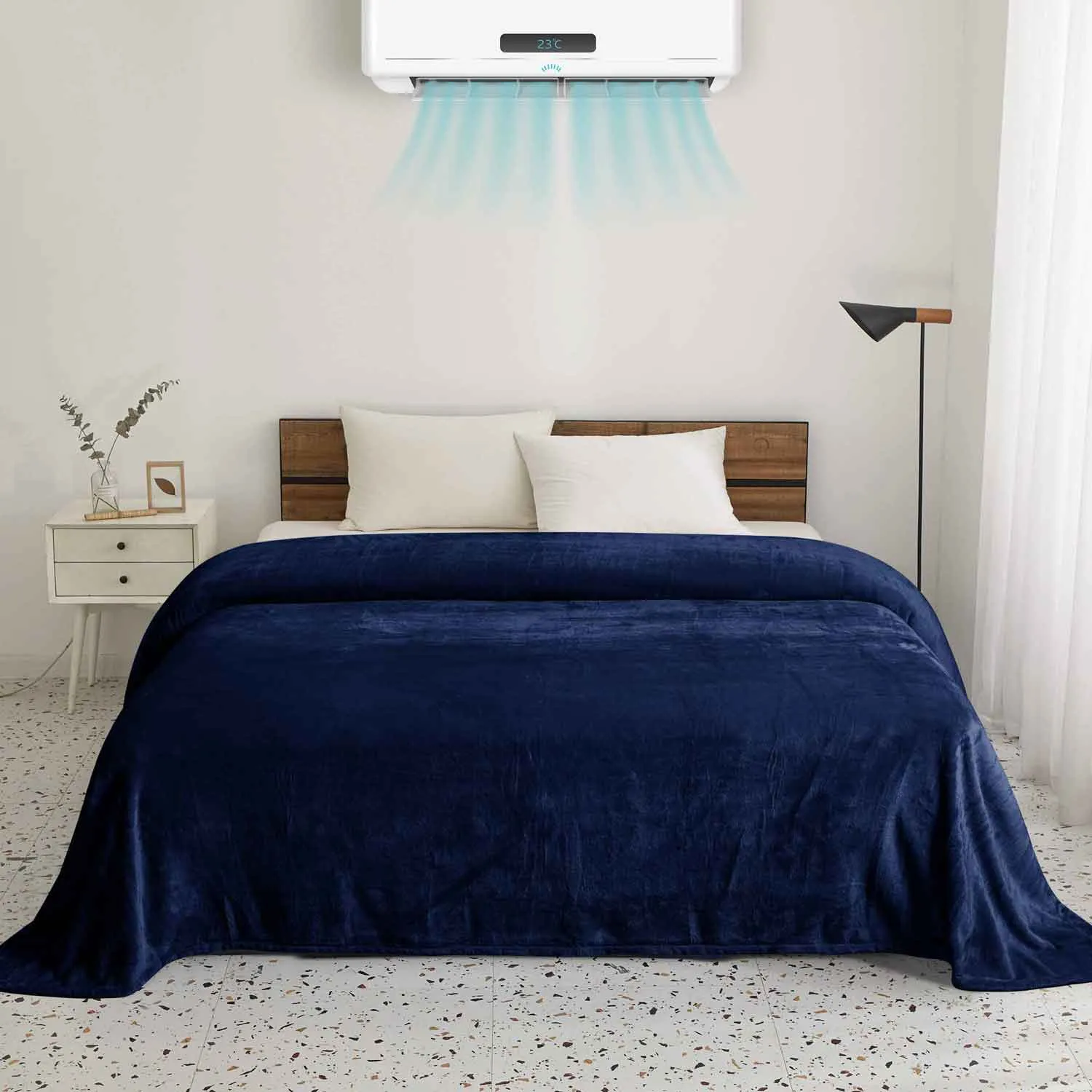 Supersoft 310 gsm Snuggly AC Fleece Blanket Navy