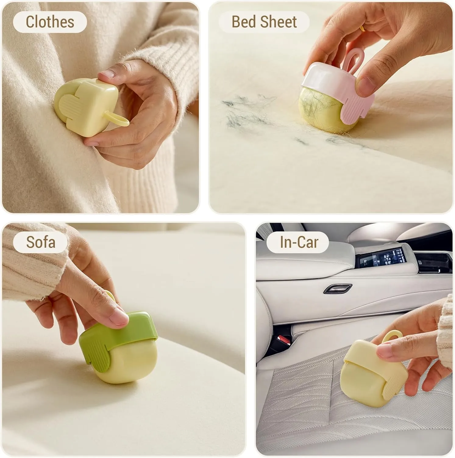 Washable Reusable Lint Roller,Mini Lint Rollers,Portable Pet Hair Remover for Clothes, Furniture & Car Seats (1, Green)