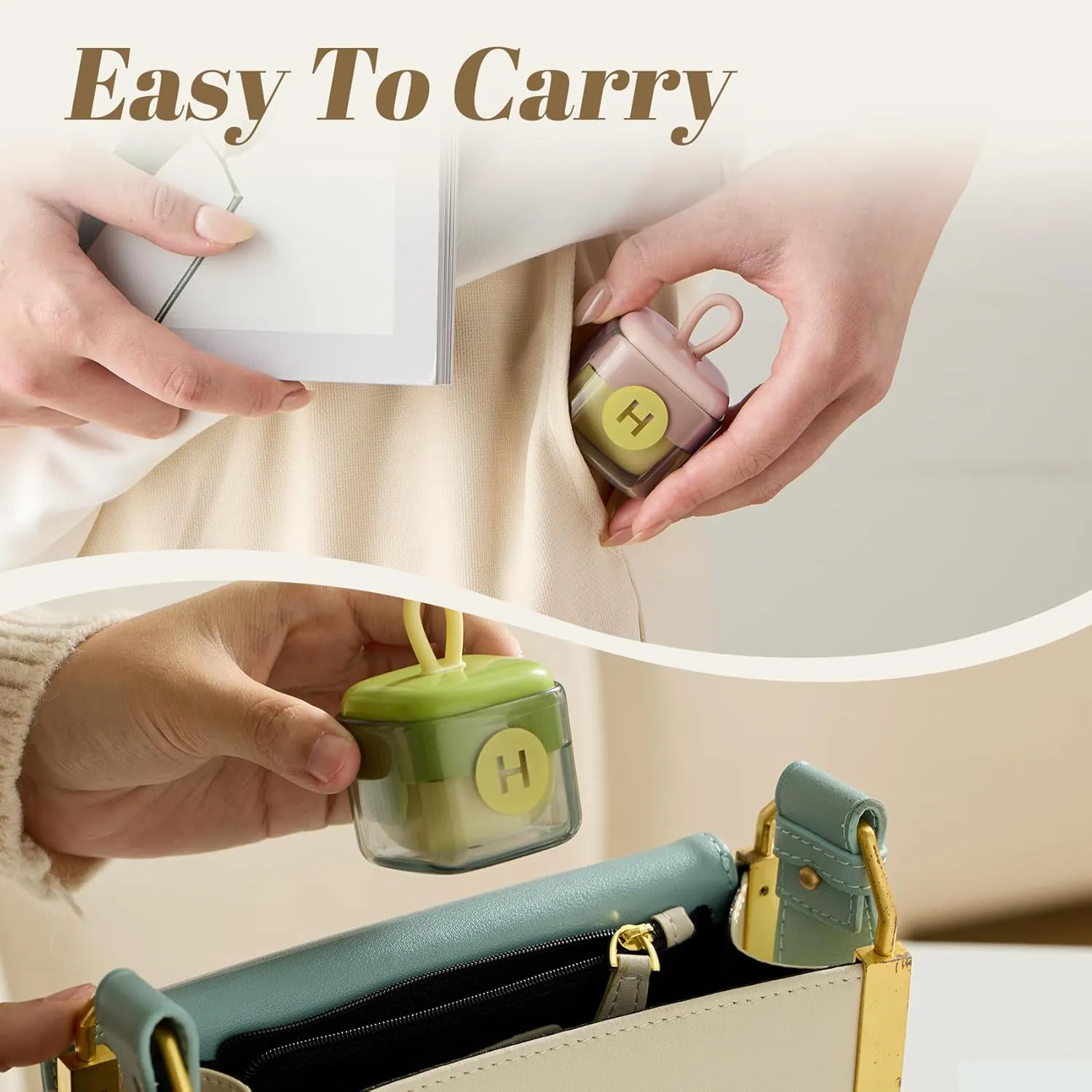 Washable Reusable Lint Roller,Mini Lint Rollers,Portable Pet Hair Remover for Clothes, Furniture & Car Seats (1, Green)