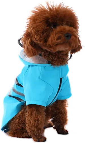 Wizland Reflective Dog Raincoat Dog Rain Jacket with Hood Lightweight Waterproof Rain Coat for Puppies (Blue S)