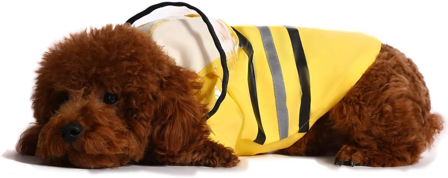Wizland Reflective Dog Raincoat Dog Rain Jacket with Hood Lightweight Waterproof Rain Coat for Puppies (Yellow XS)