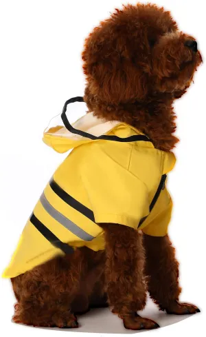 Wizland Reflective Dog Raincoat Dog Rain Jacket with Hood Lightweight Waterproof Rain Coat for Puppies (Yellow XS)