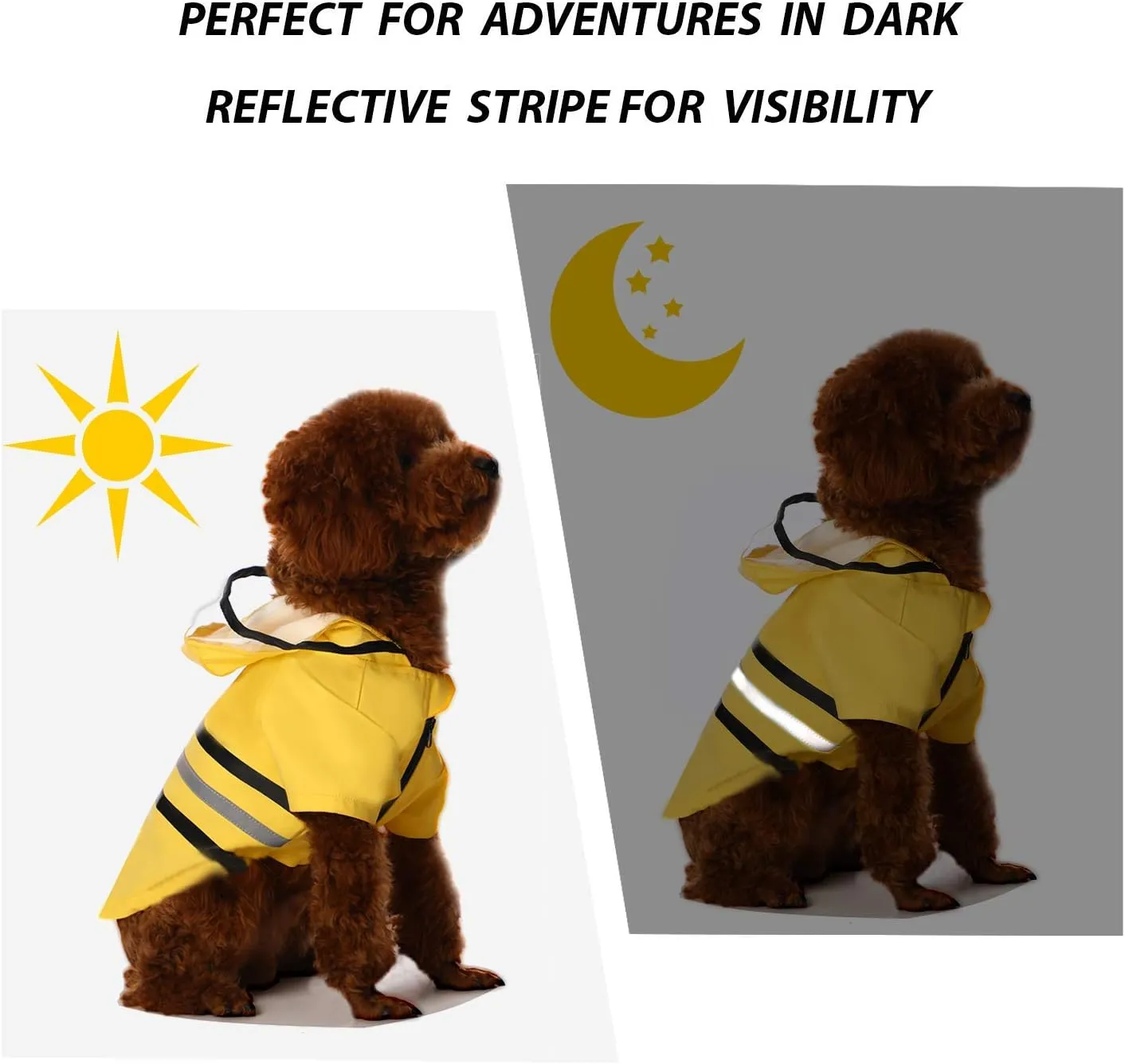 Wizland Reflective Dog Raincoat Dog Rain Jacket with Hood Lightweight Waterproof Rain Coat for Puppies (Yellow XS)