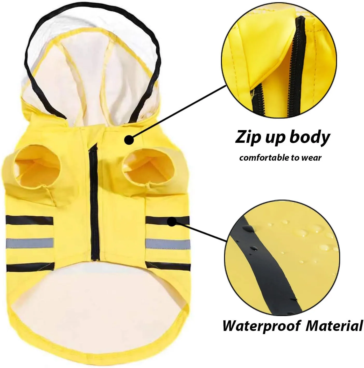 Wizland Reflective Dog Raincoat Dog Rain Jacket with Hood Lightweight Waterproof Rain Coat for Puppies (Yellow XS)